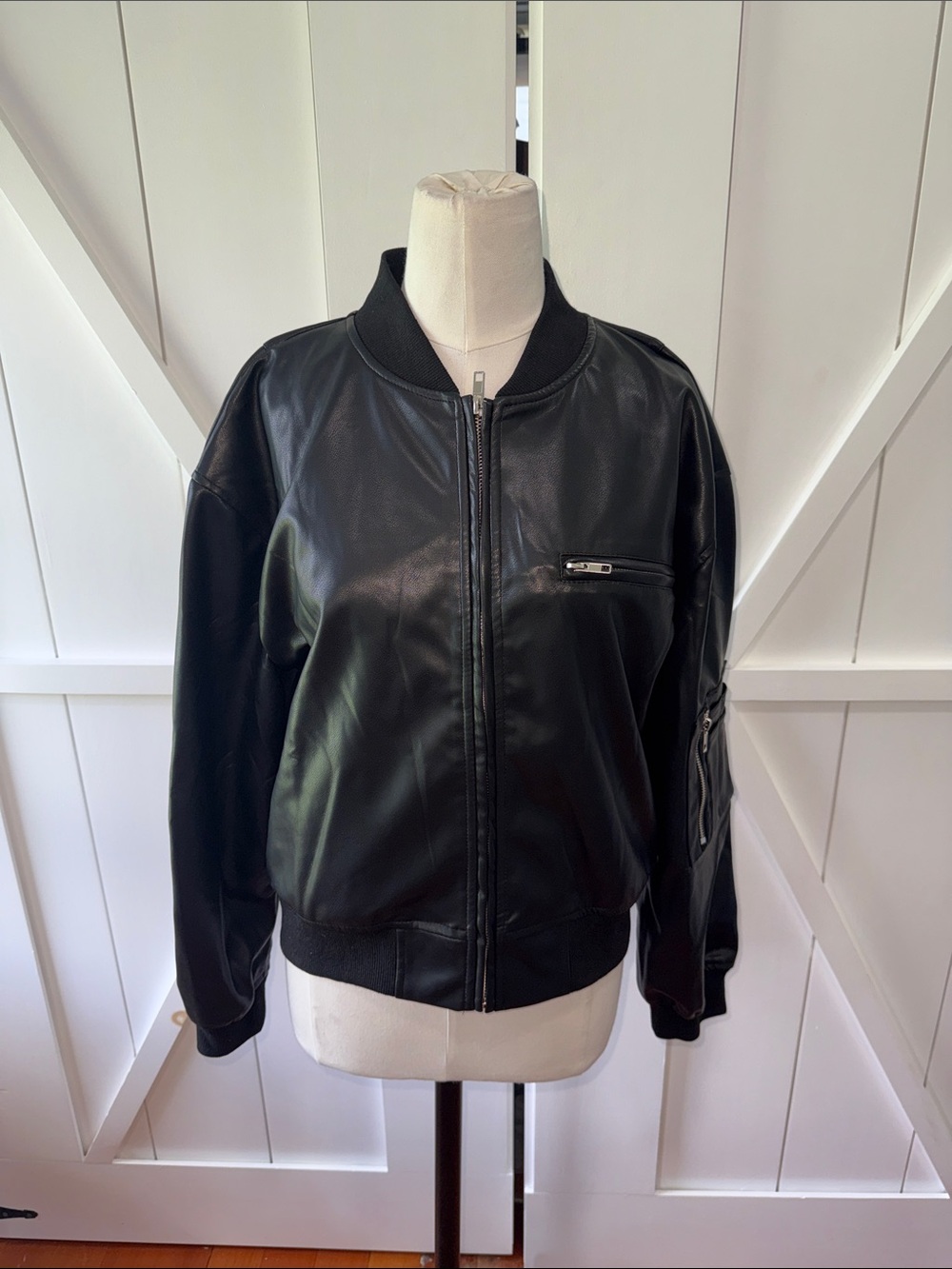 Vici Black Faux Leather Bomber Jacket